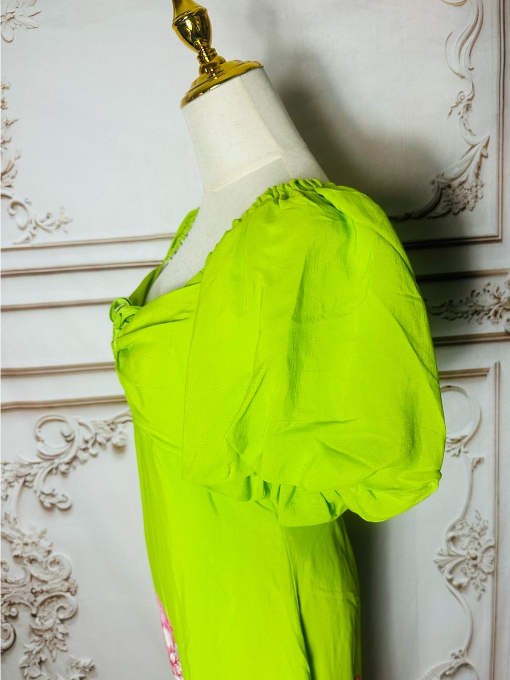 Alex Marie Lime Green Maxi Dress with Pink Straps - Picture 5 of 15
